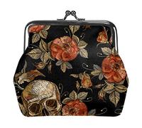 Broderie Sugar Skull Rose Print Coin Purses Wallets Vintage Pouch Bags for Gift
