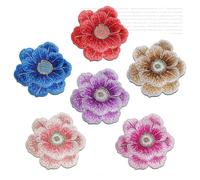 Broderie thermocollante Patchs de fleurs réparation brodés, 7.4cm x 7cm, for sac, veste, jean, doux, cousus sur les patchs, autocollants for vêtements, DIY bricolage, 6 pièces pour Bricolage(6 Colors)
