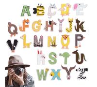 Broderies Décoratives, 26 Pièces Motifs en Broderie, Design Alphabet Animal Autocollant Décoratif Pour Sac À Dos Veste Pantalon Tapis Uniforme