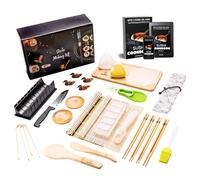 Brodevet Kit Sushi 2025 - 29 Pièces avec Guide Pratique, Livre de Recettes, Moule Onigiri, Tapis Bambou, Sushi Go, Baguette Chinoise et Accessoires pour Sauce Soja