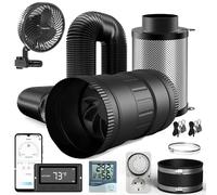 Brogachy 100 mm Kit de ventilation, Extracteur d'air avec APP WiFi Contrôleur Ventilateur Clipable 10W, filtre à charbon actif, tuyau d'échappement, manchon en caoutchouc, système de ventilation.