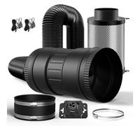 Brogachy 100mm ventilation e ligne Kit,Extracteur d'Air170m³/h avec régulateur vitesse, filtre à charbon actif, tuyau d'échappement, manchon caoutchouc, système ventilation pour tente culture.