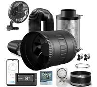 Brogachy Kit de ventilation,150mm Extracteur d'air avec APP WiFi Contrôleur Ventilateur Clipable 10W, filtre à charbon actif, tuyau d'échappement, manchon en caoutchouc, système de ventilation.