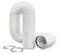 Brogachy Tuyau d'évacuation d'air Ø 125 mm (blanc) de 2,5 m, tuyau d'évacuation en PVC avec 2 colliers de serrage en acier inoxydable pour climatisation mobile, sèche-linge, hotte, système de