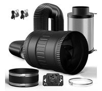 Brogachy ventilation e ligne Kit,150mm Extracteur d'Air avec régulateur vitesse, filtre à charbon actif, tuyau d'échappement, manchon caoutchouc, système ventilation pour tente culture.