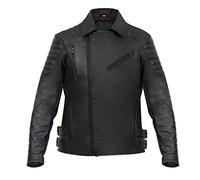 BROGER Ohio Veste de moto pour homme | Cuir | Protections coudes et épaules SAS-TEC niveau 2 | 2 canaux de ventilation | Poche pour pare-soleil, Noir, L