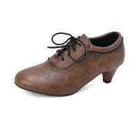 Brogue Oxford Chaussures à lacets pour femme - Élégantes - Chaussures d'affaires - Talons hauts - Classiques - Derby - Vintage - Bout fermé - En cuir - Pour mariage, fête de la bière et fête, marron