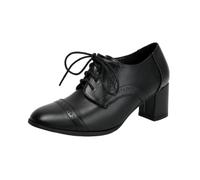 Brogue Oxford Chaussures à talon bloc pour femme Élégantes Chaussures d'affaires à lacets Chaussures basses classiques Derby Vintage à bout fermé Chaussures en cuir pour mariage, fête de la bière et