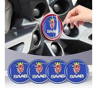 BrohN 4 pièces 56mm Capuchons centraux de moyeu de Roue de Voiture Couverture emblème Badge Autocollant pour Saab 93 Vecteur Aero Pantalon Radio Android 95 Gripen Style