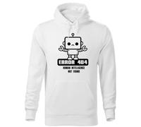 BroiderStudio Error 404 Human Intelligence Not Found Funny Nerd Sweat A Capucha Blanc Unisex Size M