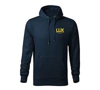 BroiderStudio Lux Night Club Lucifer Morningstar Sweat à Capuche Original Logo Brodé Bleu Marine Premium Class Homme Size M