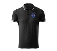 BroiderStudio NASA Vintage Black Embroidered Design Original Logo Polo Shirt Premium Class Men Size XL