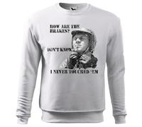 BroiderStudio Steve McQueen Biker Cool Retro Classic How are The Brakes Don't Know Sweat Blanc Unisex Size M
