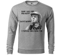 BroiderStudio Steve McQueen Biker Cool Retro Classic How are The Brakes Don't Know Sweat Gris Unisex Size XL