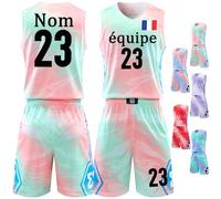 BROKANER Tenue Basket Personnalisé pour Enfants Adultes, aillot Maillot Basketball T-Shirt Short Set 2 pièces Personnalisé avec Votre Nom, Numéro, Équipe