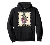 Broke mais en 1ère Classe Raccoon Ride Humor Graphic Sweat à Capuche