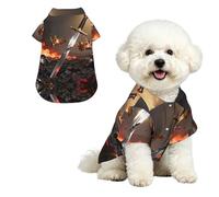 Broken Sword Crown XL Chemise hawaïenne pour petits chiens - Tenue d'été mignonne pour la plage - Vêtement doux et respirant avec boutons
