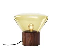 BROKIS lampe de table MUFFINS WOOD 01 PC849 (Ambre, base noyer - Verre soufflé et bois)