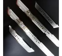 BROLEO 4 pièces Auto Plinthes pour Dacia Spring 2021 2022 2023, Acier Inoxydable Seuil Porte Protecteur Bande PéDale Cover Antidérapant Anti-Rayures Caisse Accessoires