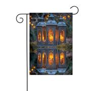 BROLEO Abat-jour vintage imprimé sur mât de drapeau de jardin, décoration de cour extérieure double face, 30,5 x 45,7 cm