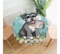 BROLEO Adorable nappe circulaire imprimée schnauzer de 152,4 cm, imperméable et résistante aux taches, adaptée pour les restaurants