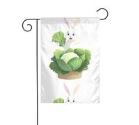 BROLEO Ange lapin cueillant le chou impression de mât de drapeau de jardin extérieur cour décoration mode 30,5 x 45,7 cm