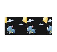 BROLEO Baby Rhino Flying a Kite Print Tapis de souris extra large pour ordinateur de bureau avec clavier de jeu antidérapant Version épaisse 30,5 x 80 cm