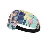 BROLEO Bandeau de sport avec impression château de conte de fées pour femme - Bandeau élastique d'été résistant à la transpiration