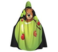 BROLEO Bear In The Apple Impression Halloween Cape à capuche pour homme et femme Manteau de cheminée Jeu de rôle
