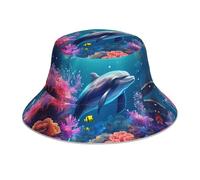 BROLEO Beaux dauphins du monde sous-marin avec imprimé corail réfléchissant léger, respirant, pliable pour homme et femme