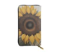 BROLEO Bee & Sunflowers Portefeuille long en cuir pour filles et femmes à la mode - Durable, élégant et fonctionnel, Noir , Taille unique