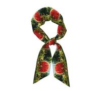 BROLEO Belle écharpe en soie longue bande imprimée pastèque pour femme, bande douce et lisse, accessoires de sac à main