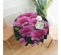 BROLEO Belle nappe circulaire de 152,4 cm avec impression de fleurs roses, imperméable et résistante aux taches, adaptée pour les restaurants