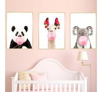 BROLEO Bulle Chewing Gum Panda Alpaga Koala Animaux Affiches Toile Art Peinture Mur Art Pépinière Décoratif Photos Nordique Enfants Décor/Pas De Cadre
