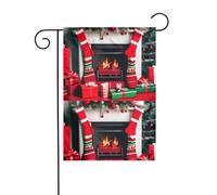 BROLEO Cadeaux de cheminée de Noël et chaussettes rouges imprimées mât de drapeau extérieur cour décoration mode 30,5 x 45,7 cm