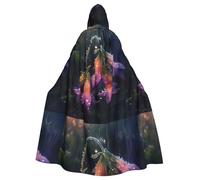 BROLEO Cape à capuche Muguet sous la pluie Imprimé Halloween Adulte Vêtements pour hommes et femmes Manteau Jeu de rôle