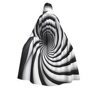 BROLEO Cape à capuche pour adulte avec impression spirale illusion d'optique gif pour Halloween, fêtes costumées et événements à thème