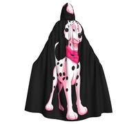 BROLEO Cape à capuche pour adulte avec imprimé dalmatien rose pour fêtes costumées et événements à thème