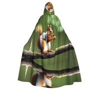 BROLEO Cape à capuche pour adulte avec imprimé écureuil mignon, sans fermeture éclair, confortable pour les fêtes costumées