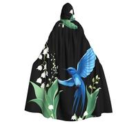 BROLEO Cape à capuche pour adulte avec imprimé hirondelle bleue sous le muguet sans fermeture éclair, confortable pour les fêtes costumées