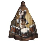BROLEO Cape à capuche pour adulte avec imprimé koala jouant de la batterie pour Halloween, fêtes costumées et événements à thème