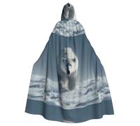 BROLEO Cape à capuche pour adulte avec imprimé ours polaire sur les plaines enneigées, sans fermeture éclair, confortable pour les fêtes costumées
