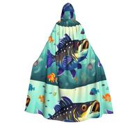 BROLEO Cape à capuche pour adulte avec imprimé poisson-chat sous-marin, sans fermeture éclair, confortable pour les fêtes costumées