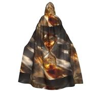 BROLEO Cape à capuche pour adulte avec imprimé sablier doré sans fermeture éclair, confortable pour les fêtes costumées