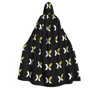 BROLEO Cape à capuche pour adulte avec lettres et papillons mélangés en un seul imprimé, sans fermeture éclair, confortable pour les fêtes costumées