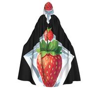 BROLEO Cape à capuche pour adulte avec motif fraise sur diamant sans fermeture éclair, confortable pour les fêtes costumées