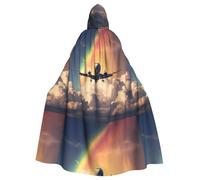 BROLEO Cape à capuche pour adulte Motif avion sous l'arc-en-ciel pour homme et femme