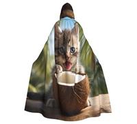 BROLEO Cape à capuche pour adulte Motif chaton à la noix de coco Pour homme et femme