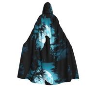 BROLEO Cape à capuche pour adulte Motif loup sous la lune pour homme et femme