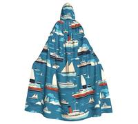 BROLEO Cape à capuche pour adulte Motif transport maritime Halloween pour fêtes costumées et événements à thème